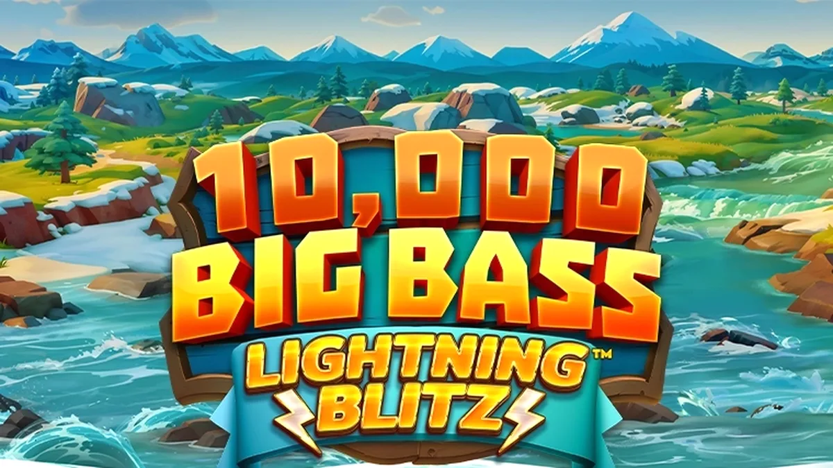 Tampilan visual slot 10,000 Big Bass Lightning Blitz yang penuh energi