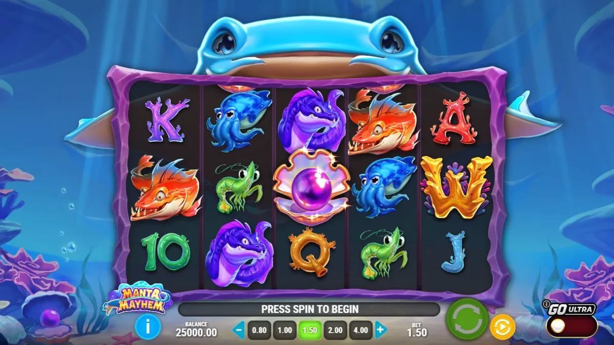 Manta Mayhem slot game underwater theme